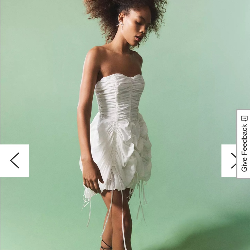Urban Outfitters White Strapless Ruched Mini Dress